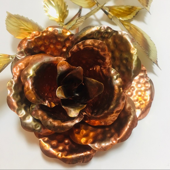 Vintage Brass & Copper Rose Wall Decor - Picture 3 of 7